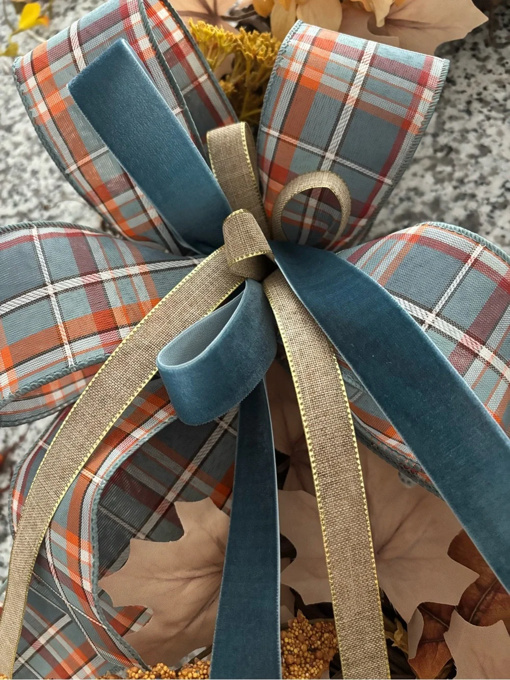 Fall Decorative Autumn Bow Wreath DIY Handmade Simpler Thymes Final Sale